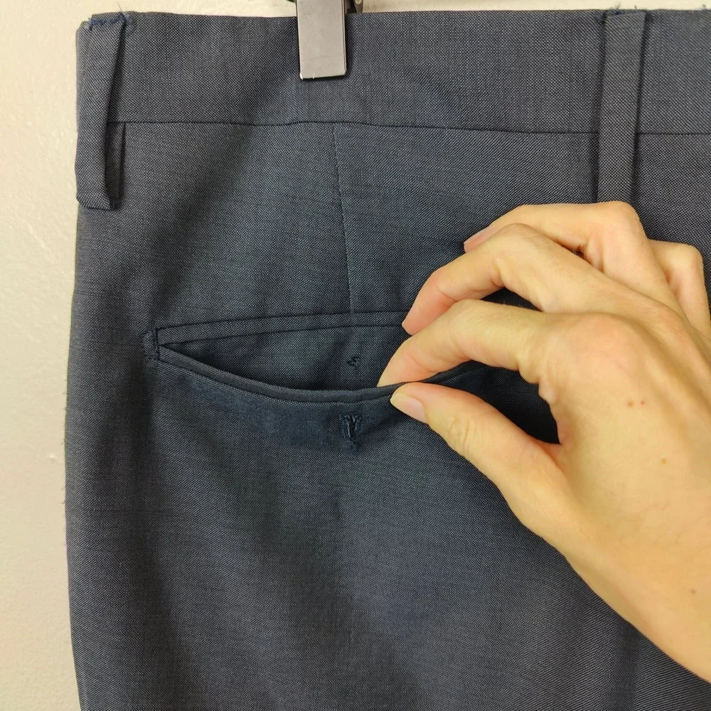Dolce & Gabbana Dress Pants Mens 36‎ Blue Wool Blend Flat Front Career Casual